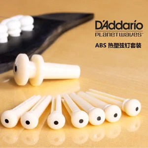 D'addario Planet Waves PWPS12 Injected Molded Bridge Pins with End Pin, Set of 7, Ivory with Black Dot
