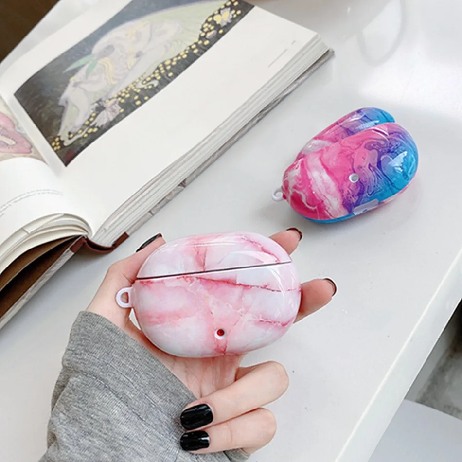 Роскошный чехол для наушников с мраморным рисунком Жесткий Чехол из