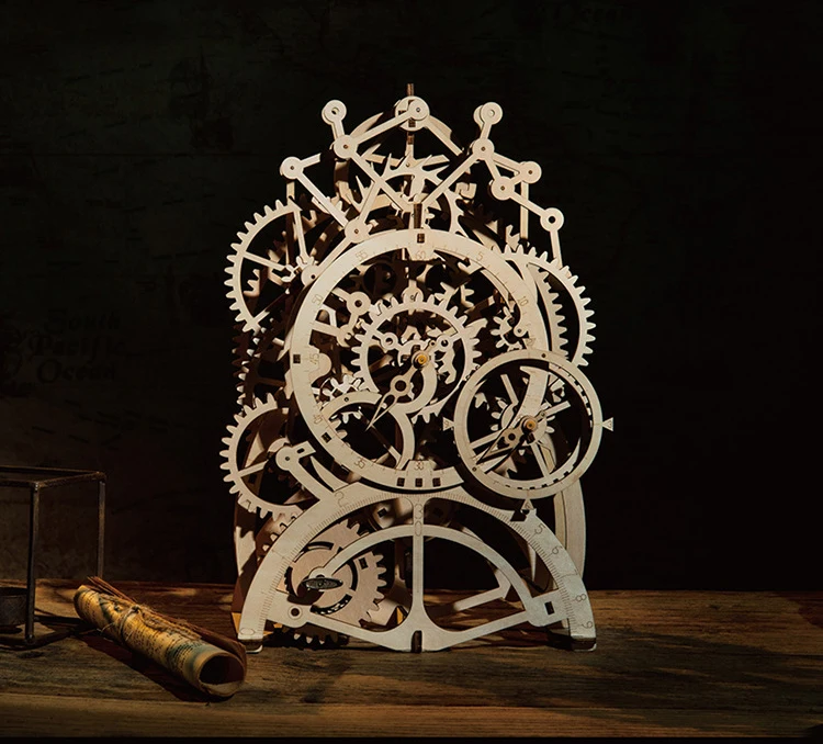 3D Wooden Mechanical Transmission Model Creative Toy Password Box Jewelry Box Perpetual Calendar Pendulum Birthday Gift
