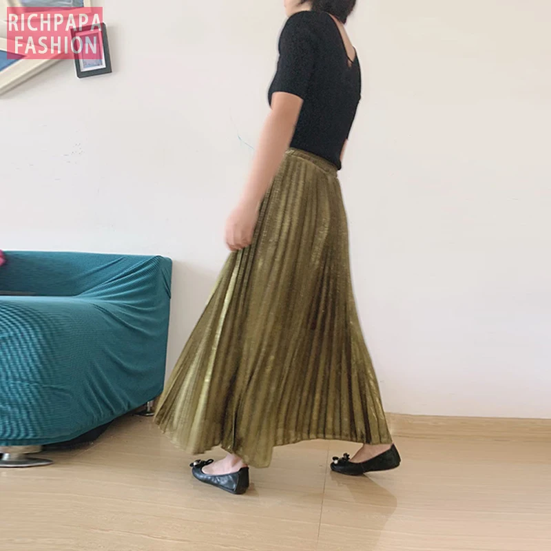 Юбка женская плиссированная с высокой талией длинная мусульманская юбка