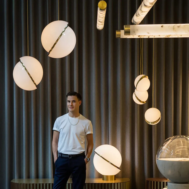 Белый стеклянный шар пузырьковый светодиодный подвесной светильник для