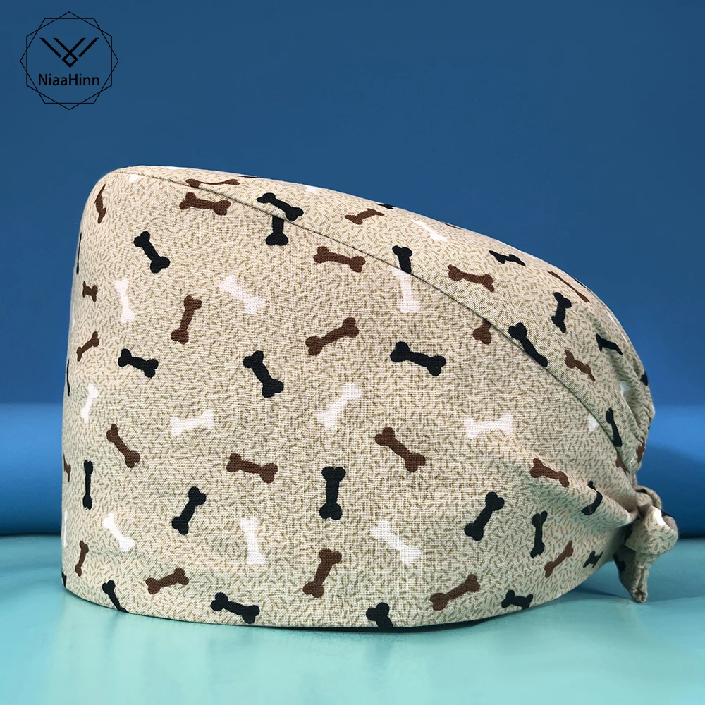 

Unisex Scrubs Work Hats Beauty Salon Work Caps Printing Pet Caring Hats Cute Scrubs Caps Elastic Pet Hats Accessories Cotton new