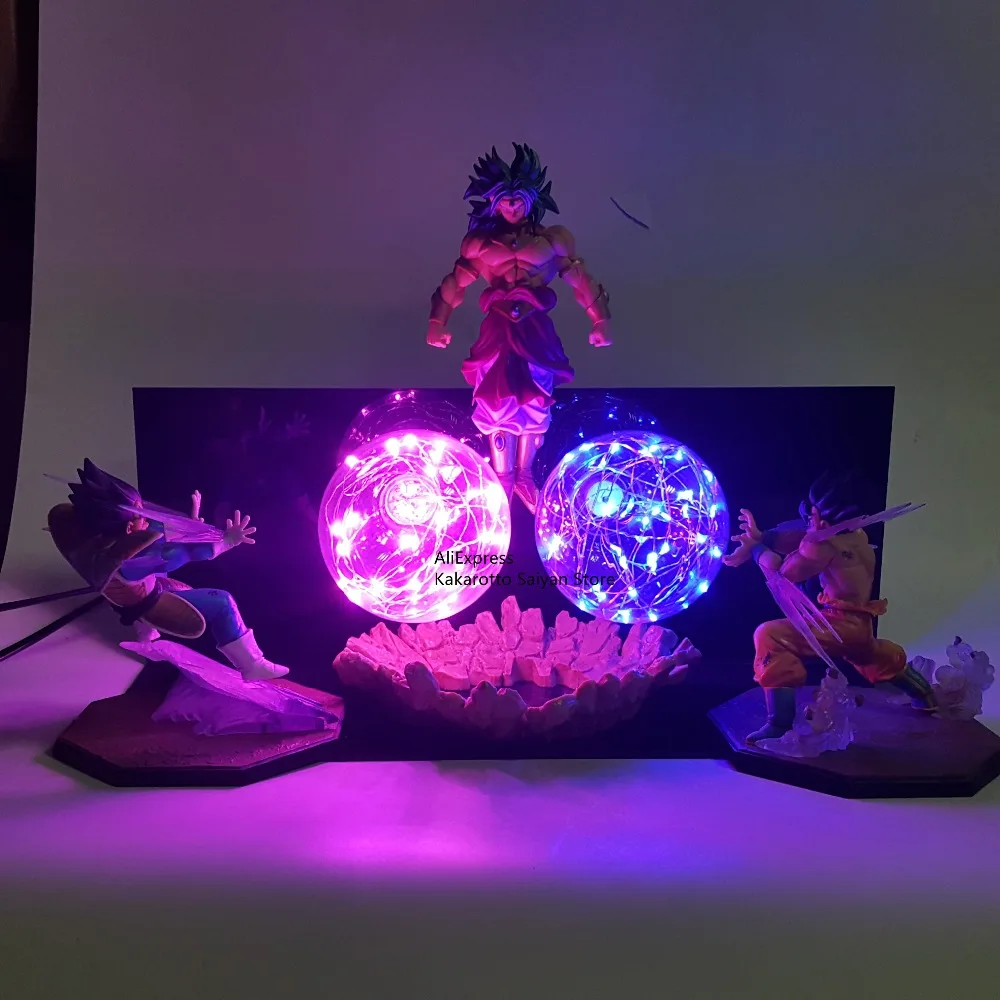 Dragon Ball Z Goku Vegeta vs Broly Светодиодная лампа Фигурки игрушки аниме Dragon Ball Супер Kamehameha фигурка DBZ Brinquedos
