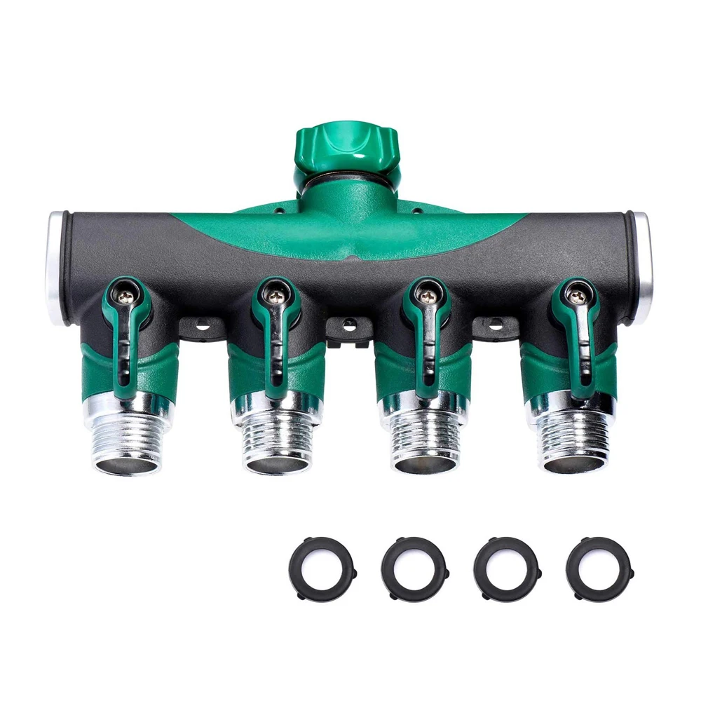 Разветвитель для садового шланга 4 ходовой Y Клапан металлический шланг