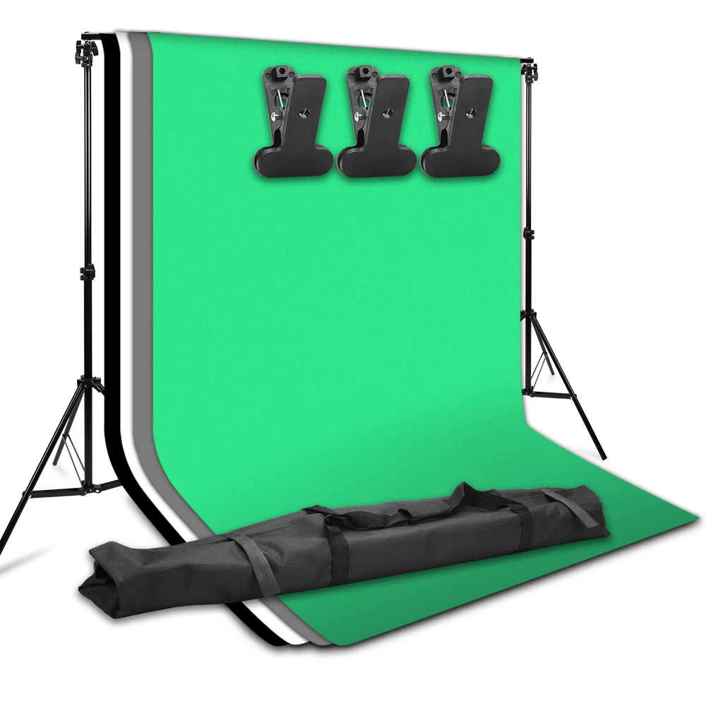 

Photo Video Studio Background Stand Kit 2*2 Backdrop Stand Support 4 Color Non-woven Fabric Background Cloth for Video Camera