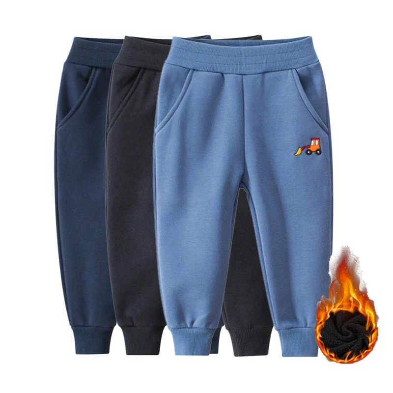 Детские зимние теплые спортивные брюки для маленьких мальчиков и девочек
