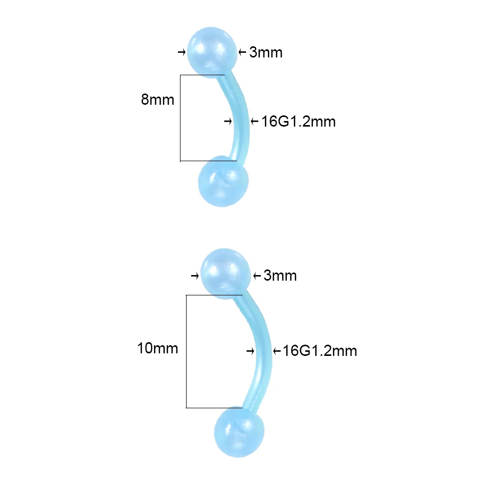 Акриловые Изогнутые Штанги Для Пирсинга 12 шт./лот кольца для бровей бананов 16 г
