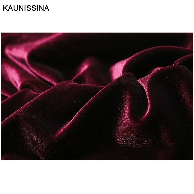 Коктейльное платье с длинным рукавом KAUNISSINA бархатные вечерние однотонные платья