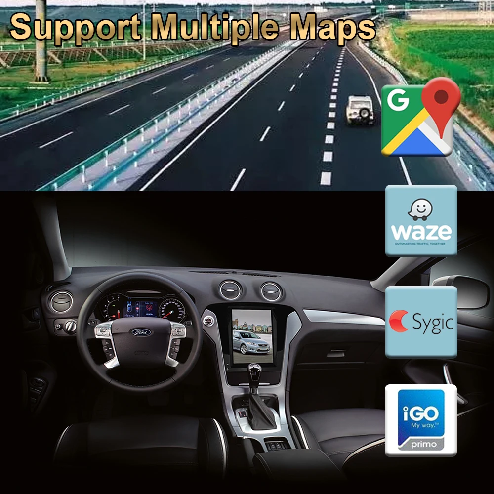 Автомобильный GPS-навигатор на Android 9 0 экран в стиле Теслы для FORD Mondeo 2007-2012 радио