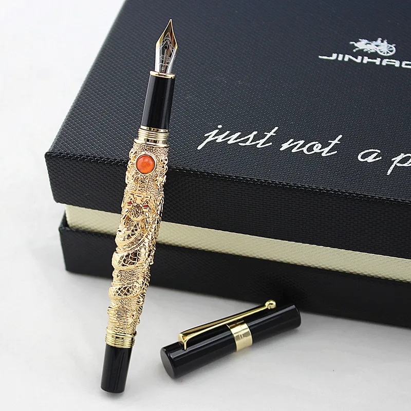 Винтажная перьевая ручка Jinhao с летающим драконом Металлическое Тиснение