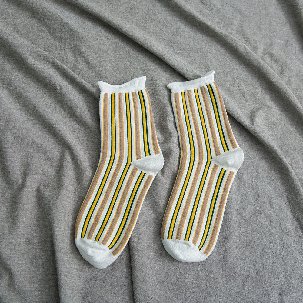 Хлопковые носки в стиле колледжа для девочек классические модные жаккардовые с