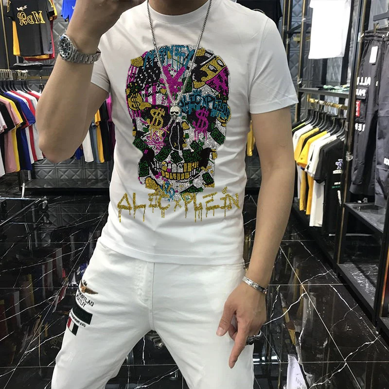 Мужская футболка с крупным камуфляжным рисунком светящаяся свободная брендовая