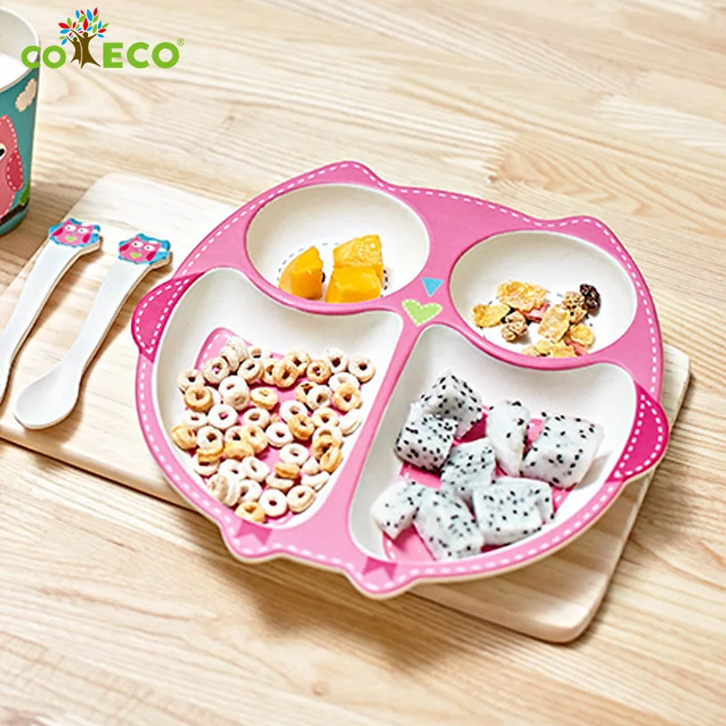 Детские миски из натурального бамбукового волокна милые Мультяшные блюда с