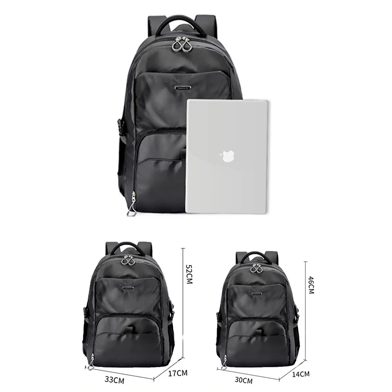 Большой Вместительный рюкзак для ноутбука мужской черный водонепроницаемый