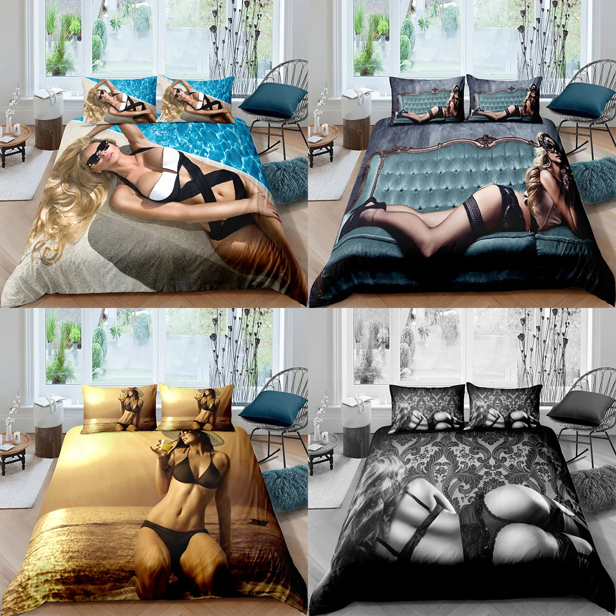 

3D Sexy Goddess Bedding Set Twin Queen King Size Duvet Cover Set Quilt Cover Pillowcase Bed Set No Bed Sheets Bedclothes 2/3PC