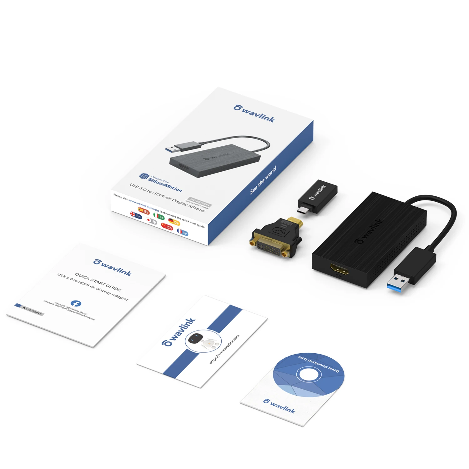 Wavlink USB3.0 к HDMI совместимый мульти дисплей адаптер 4K видео Графический конвертер