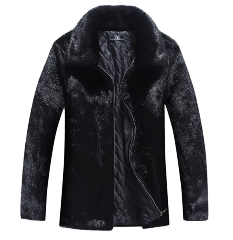 Autumn and winter new imitation mink coat men's mink whole mink coat hooded men's fur fur slim short