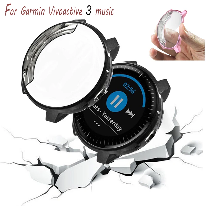

Screen Protector Case For Garmin Vivoactive3 music Cover All-Around Ultra Thin Soft TPU Silicone Anti-fall Protection Watch