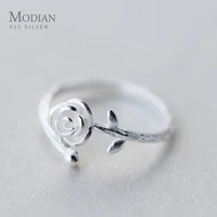 modian plant authentic sterling silver 925 ring for women fashion classic open adjustable lovely rose ring fine jewelry bijoux