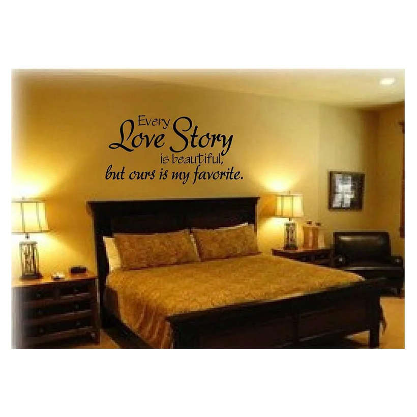 

English "Every Love Story is Beautiful" Wall Stickers Home Decor Quotation Vinyl Word Word Quotation Wall Art Decal Sticker