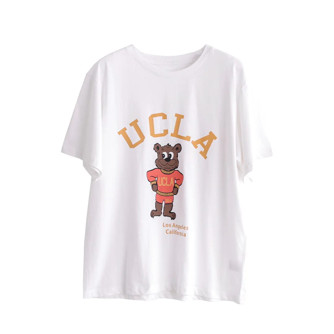 

Spring and summer new Korean cute cartoon printed cotton women's Short Sleeve T-Shirt