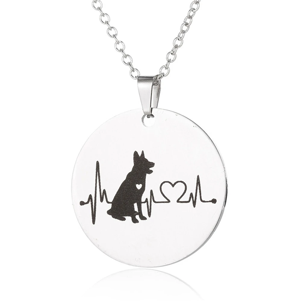 

Heartbeat German Shepherd Necklace for Women Jewelry Cute Puppy Dog Pendant Necklace Charm Heartbeat Collares