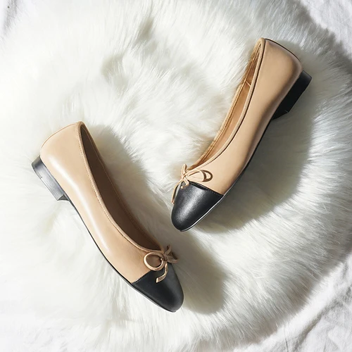 Khaki-black Балетки на плоской подошве с бантиком; ; женские балетки; классические слипоны; Zapatos De Mujer sapato feminino; обувь на плоской подошве; Sapatilha Feminina - Цвет: Khaki-black