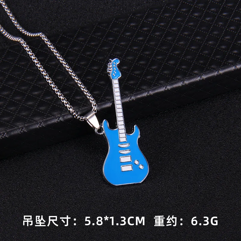 

New Trend Rock Band Guitar Pendant Fashion Personality Lovers Accessories Necklace Colorful Instrument Pendant Anniversary Gift