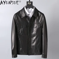 ayunsue men jacket short mens clothing 2020 mens genuine sheepskin leather jackets casual korean clothes ropa hombre lxr452