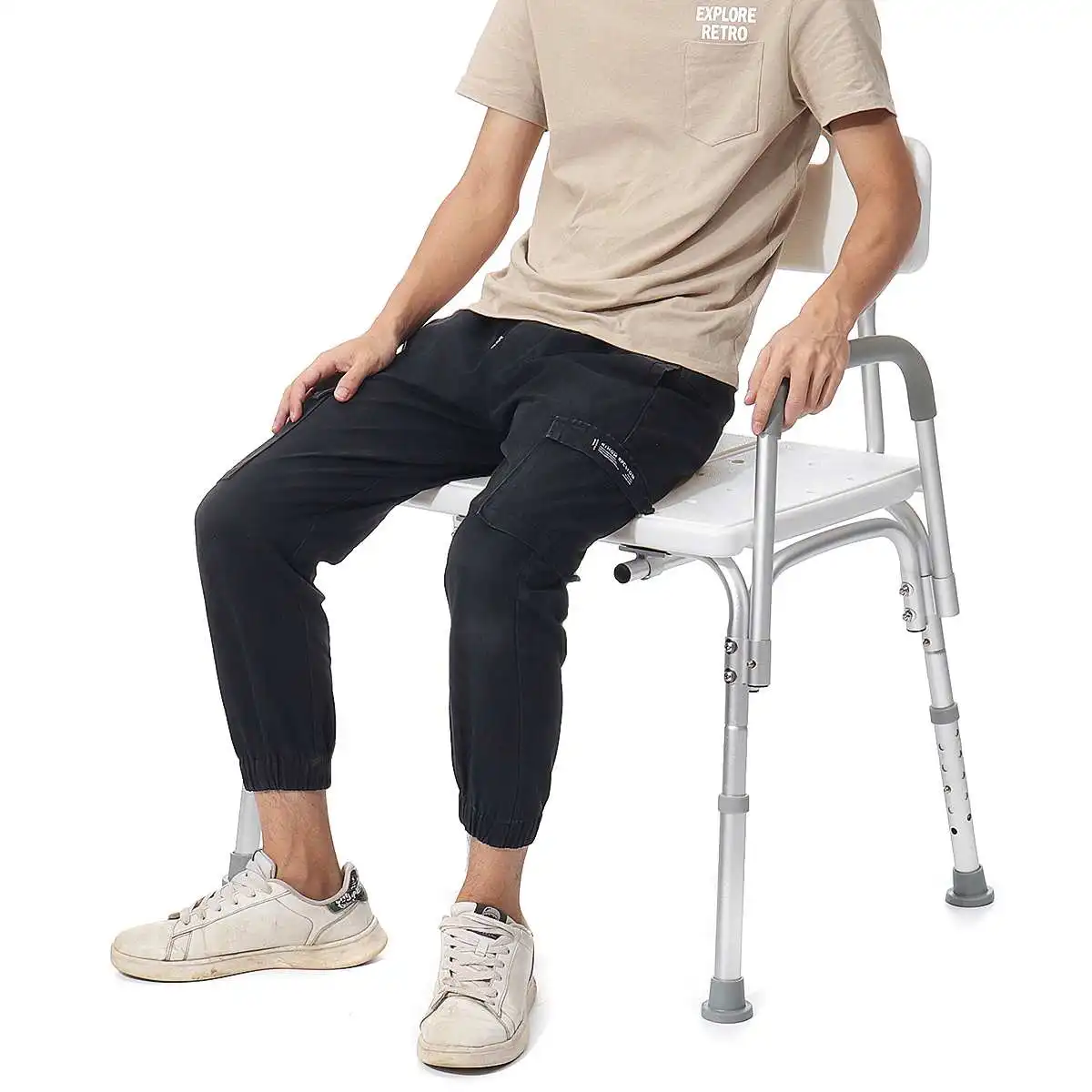 

Non Slip Bath Chair Bench Aid Bathroom And Shower Chair With Back Chair Height Adjustable Toilet Seat Disabled Elderly Product