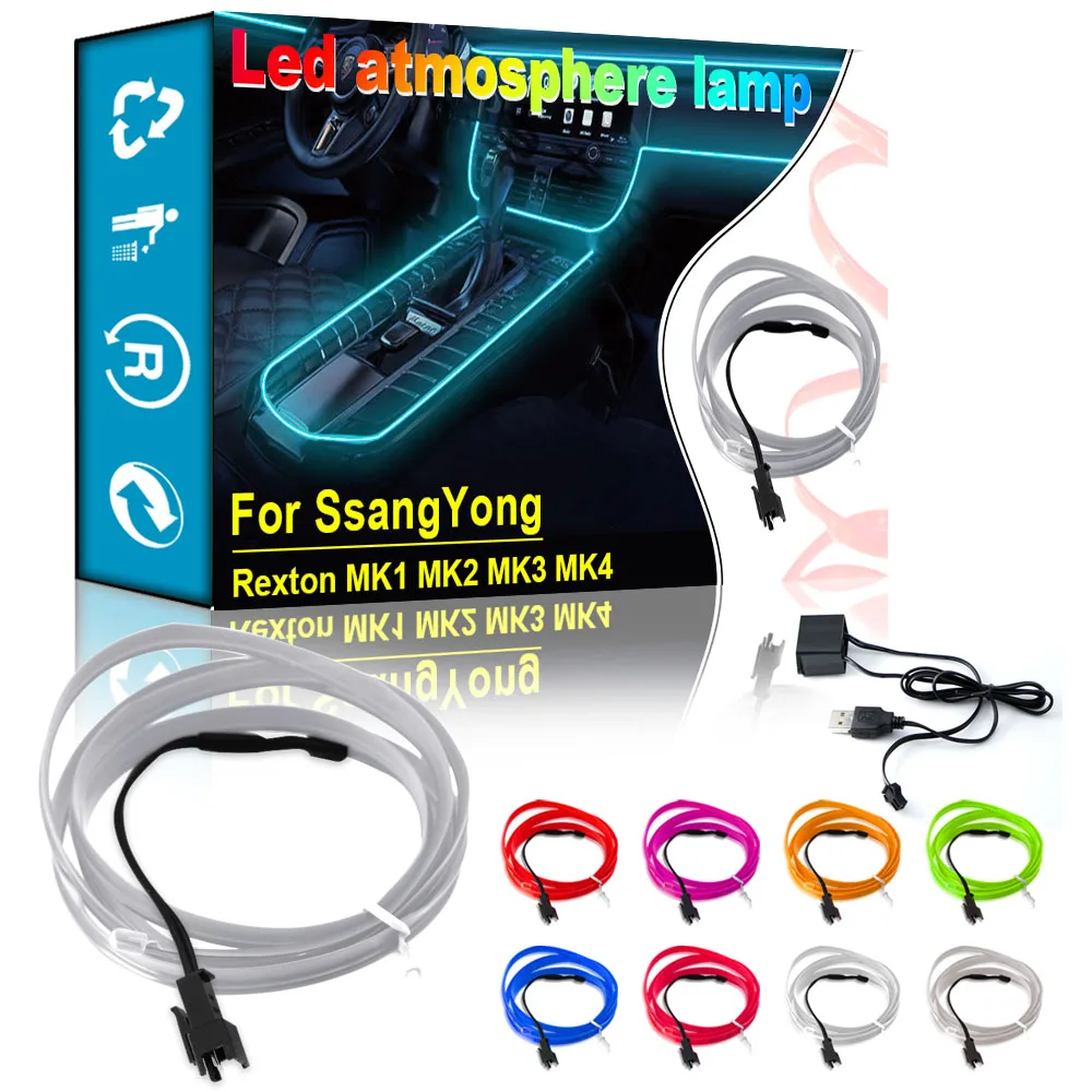 

Car USB Atmosphere Lights Lamps Car Interior Accessories for Ssangyong Rexton MK1 MK2 MK3 MK4 Actyon Korando Rodius Kyron Tivoli