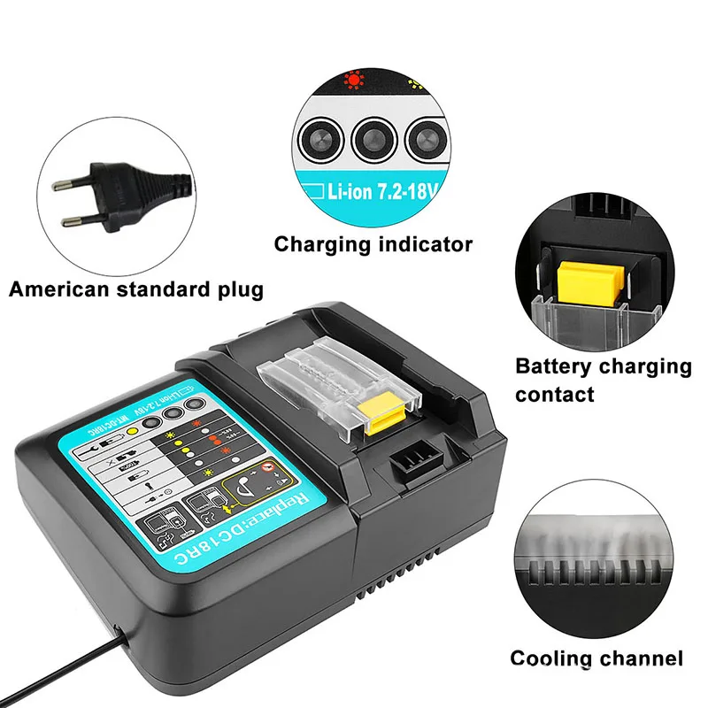 With BMS Rechargeable Li-ion Battery For Makita 18V 6000mAh or Charger Power Tools Replacement LXT BL1860B BL1860 BL1850 |