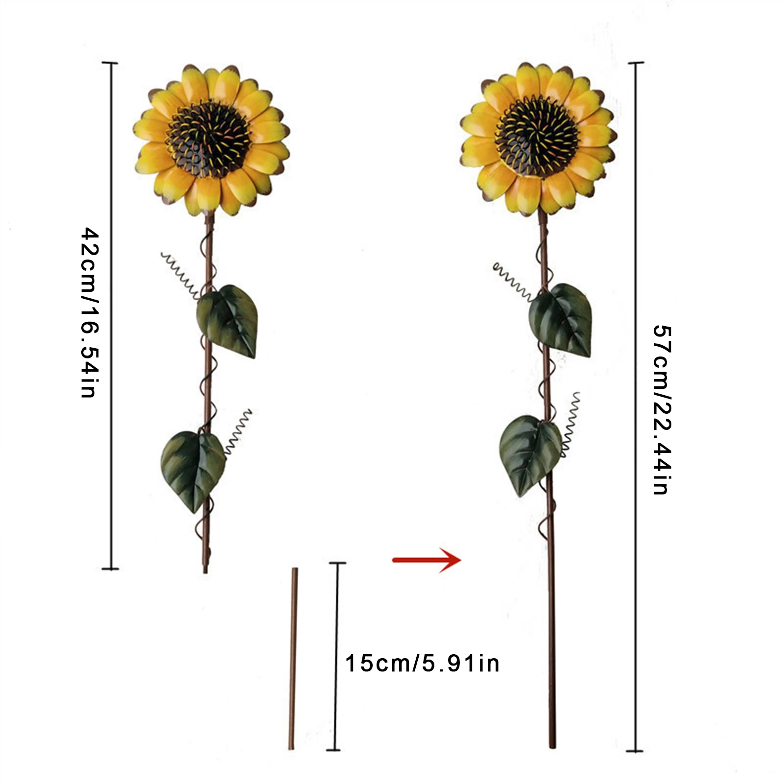 

Sunflower Garden decor fake flower Stake Patio Yard iron simulated sunflower ornament Metal Flower Decoration