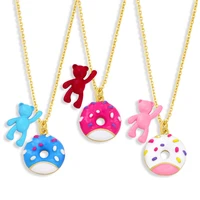 necklace for women ins color bright color macaron cute bear donut necklace clavicle chain accessories wholesale