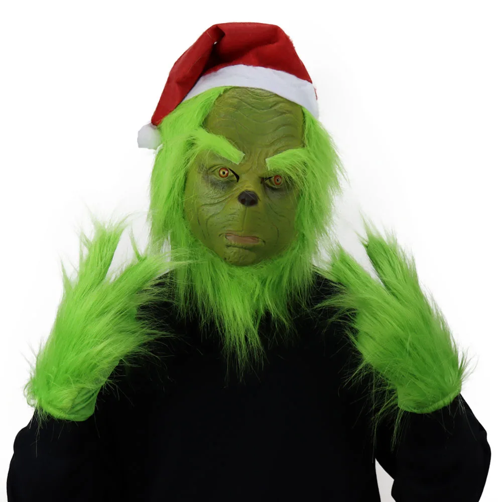 

Christmas Geek Stole Christmas Cosplay Mask Latex Halloween Santa XMAS Full Head Latex Mask Grinch Cosplay Costume Mask Props