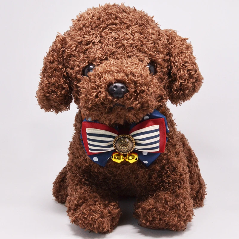 

Kitten Puppy Casual Blue Striped Bell Bow Holiday Wedding Accessories Pet Blue Cat Teddy Samoyed Decorations Dog Collar Bow Tie
