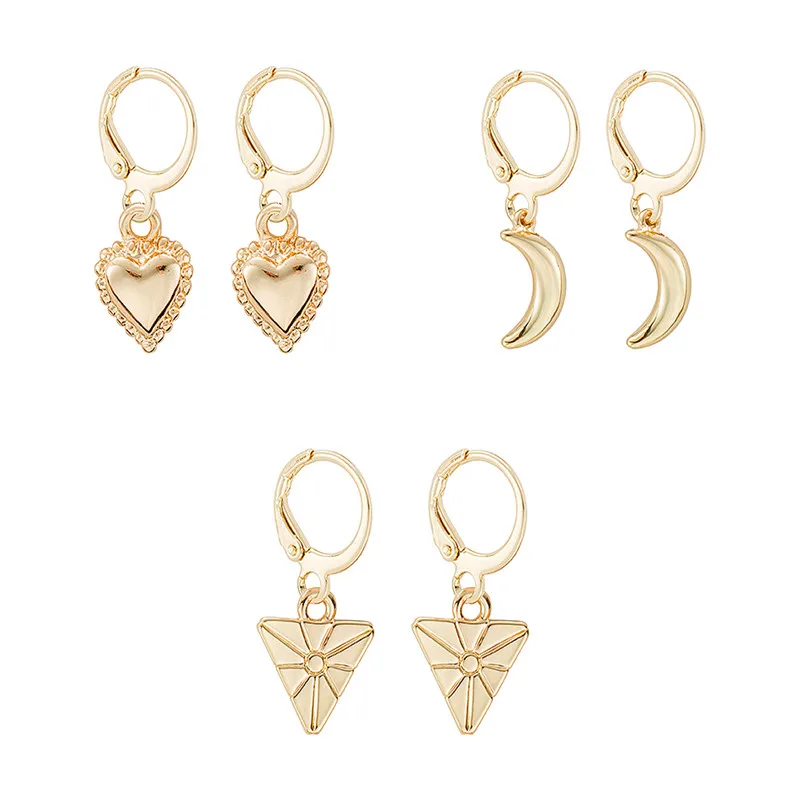 Luokey 2020 Women Gold Small Hoop Earrings Cross Star Heart New Korean Fashion Charm Kolczyki Anniversary Jewelry Gifts | Украшения и