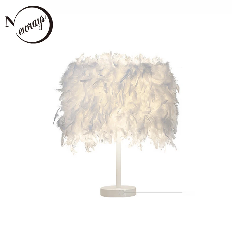 Современная креативная настольная лампа ручной вязки с перьями E27 220 В