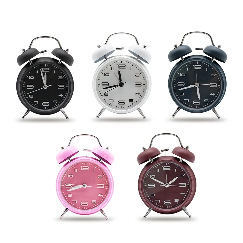 

Creative Alarm Clock Vintage Retro Cute Silent Pointer Clocks Playing Bell Loud Alarm Clock with Light Bedside Home Decor
