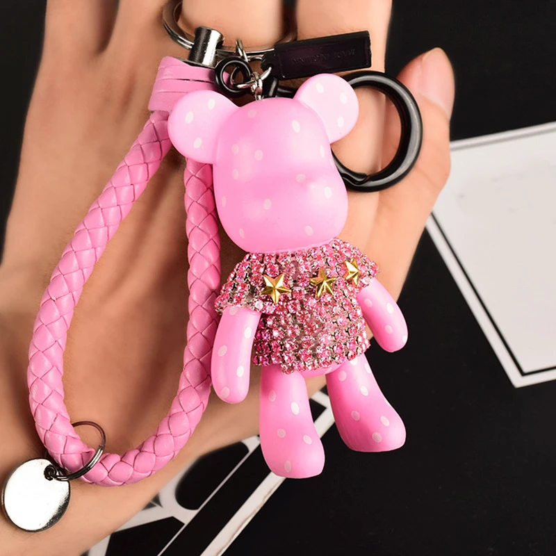 Милый мультяшный медведь Bomgom брелок сделай сам Ремесло Стразы кожаный ремешок