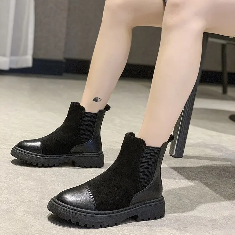 Ботинки Martin на толстой подошве с круглым носком Новый британский стиль Челси