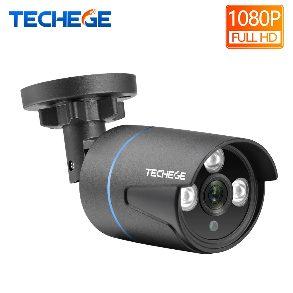 Techege H.265 1080P IP камера Аудио запись RTSP FTP Onvif HD 2MP Водонепроницаемый Открытый обнаружения движения DC 12 В или 48 В PoE опционально