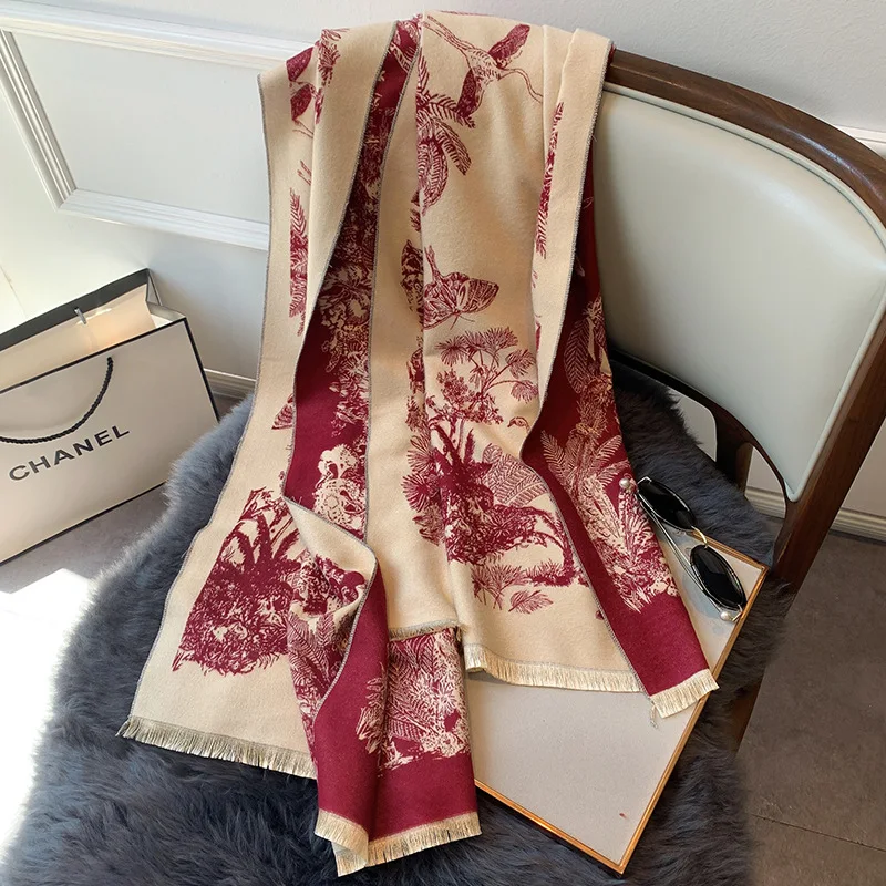 

Winter Women Cashmere Scarf Warm Neckwarmer Design Femal Bufanda LadyTassel Shawls Thicken Soft Pashmina Bandana Blanket Wraps