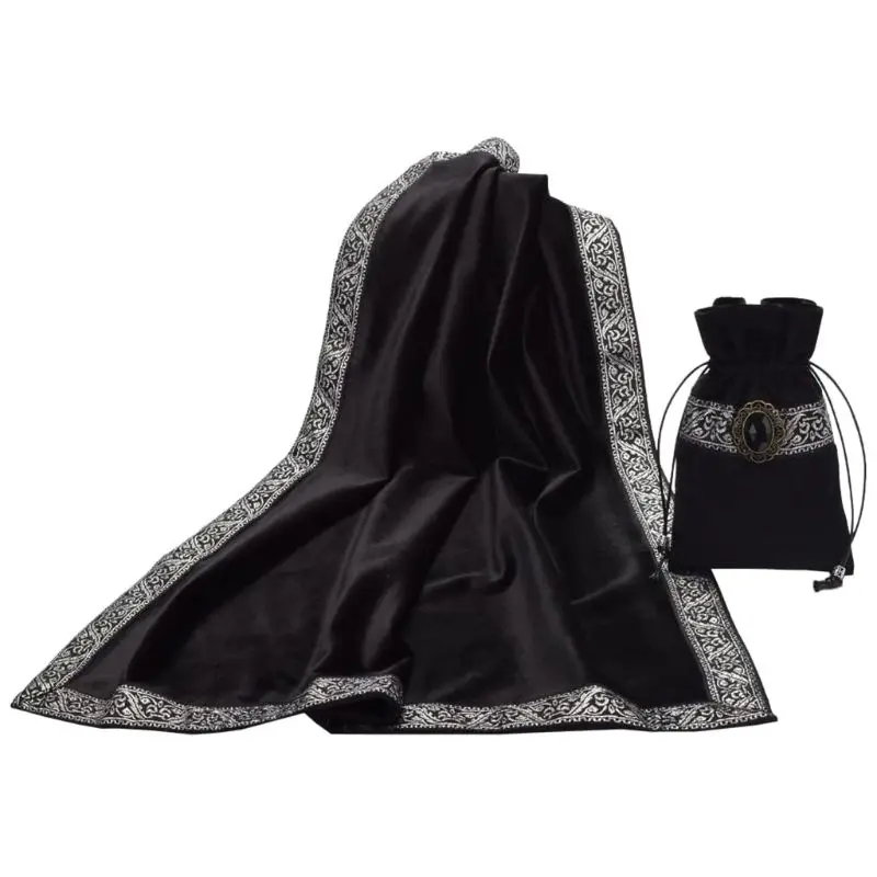 

Tarots Tablecloth with Cards Bag Velvet Altar Tarots Cloth Board Game Card Pad