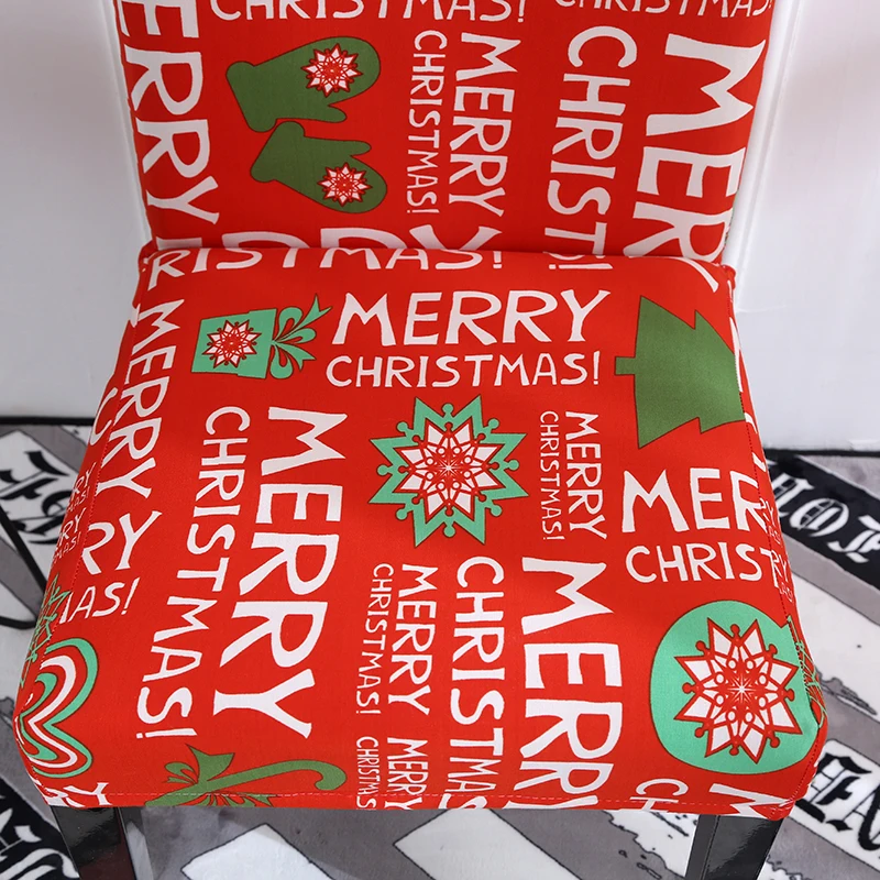 Рождественские чехлы для стульев с принтом сидений в европейском стиле моющиеся