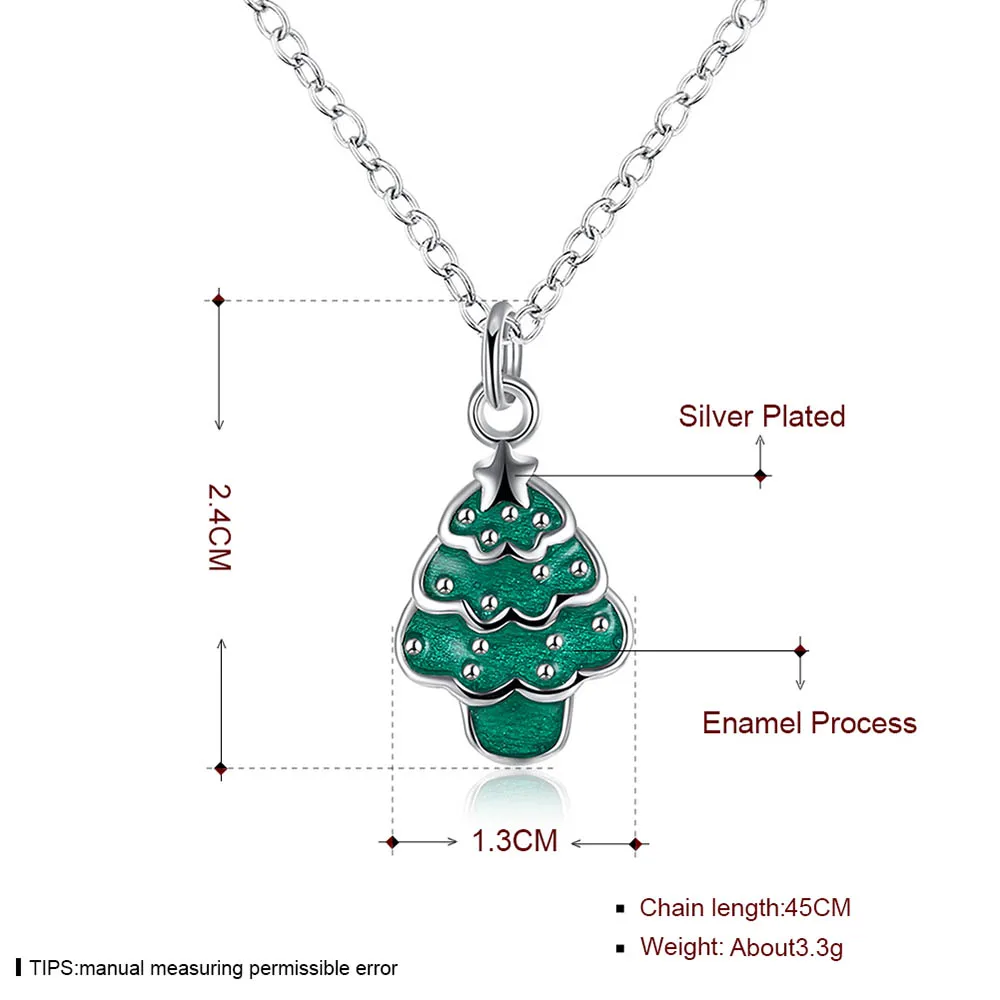 Festival Series-Green Christmas Tree Pendant Necklace Jewelry Cable Chain Simple Korean Chokers | Спорт и развлечения