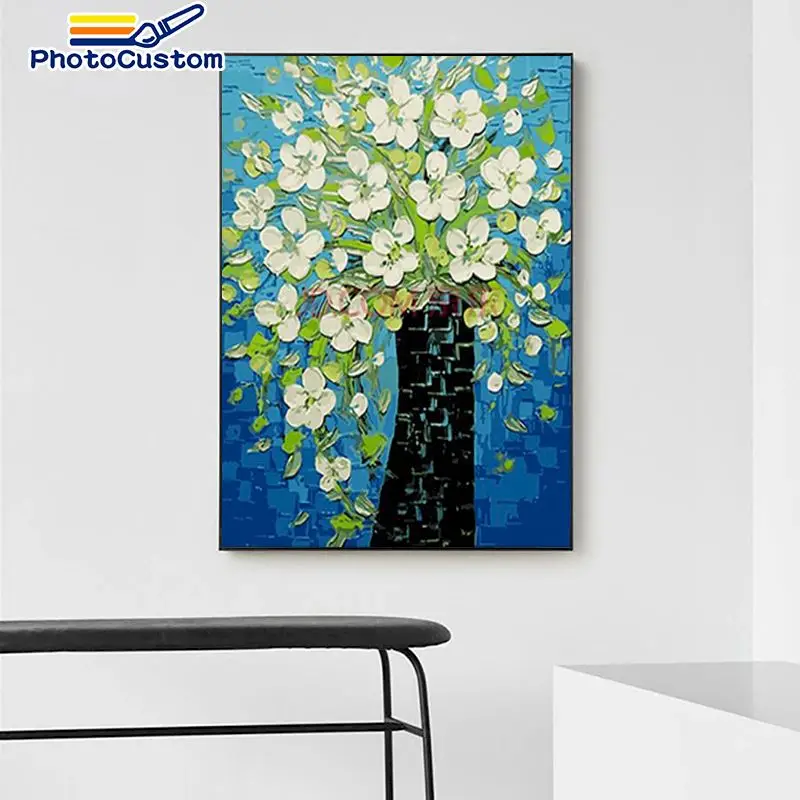 

PhotoCustom DIY Paint By Number Flowers Tree Kits Home Decor Pictures By Numbers Drawing On Canvas HandPainted Art DIY Gift