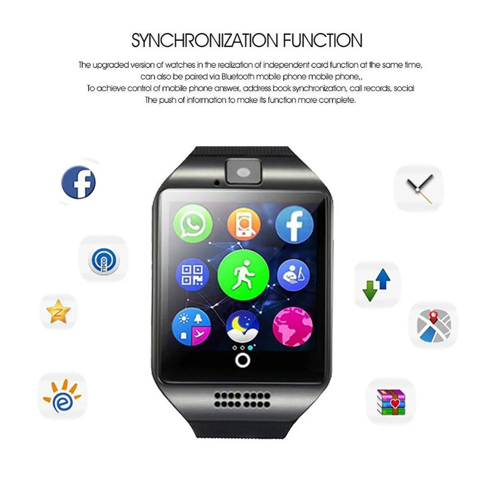 

Wholesale Bluetooth Touch Screen Q18 Smart Watch For Android Ios Sim Card Smartwatch Men Women Fashion Camera Watches 2021