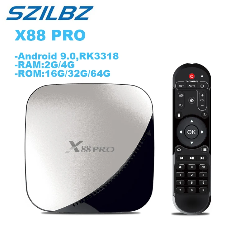 SZILBZ X88 PRO RK3318 4 Гб 64 ГБ Android tv Box 9 0 Dual Wifi HDR 4K Smart X88PRO медиаплеер