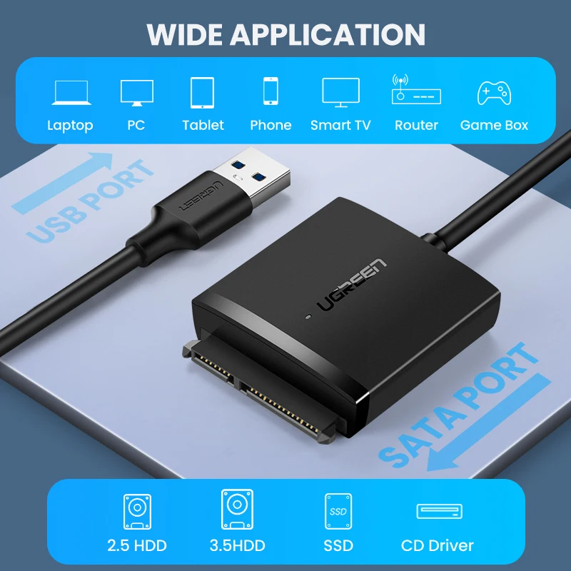 Ugreen SATA к USB адаптер 3.0 2.0 кабель конвертер для Samsung Seagate WD 2.5 3.5 HDD SSD жесткий диск usb sata